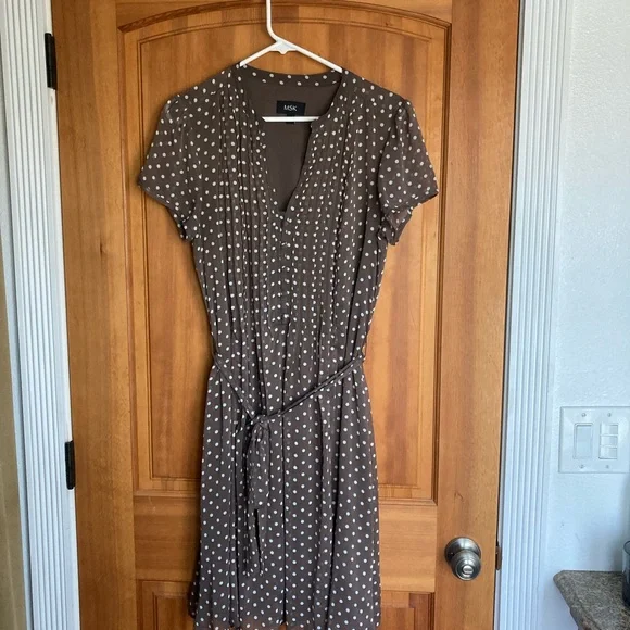 MSK Dresses Lovely Mocha Colored Polka Dot Dress Cute With